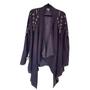 14th & Union Womens Sweater Brown M Open Front Ruana Waterfall Cardigan